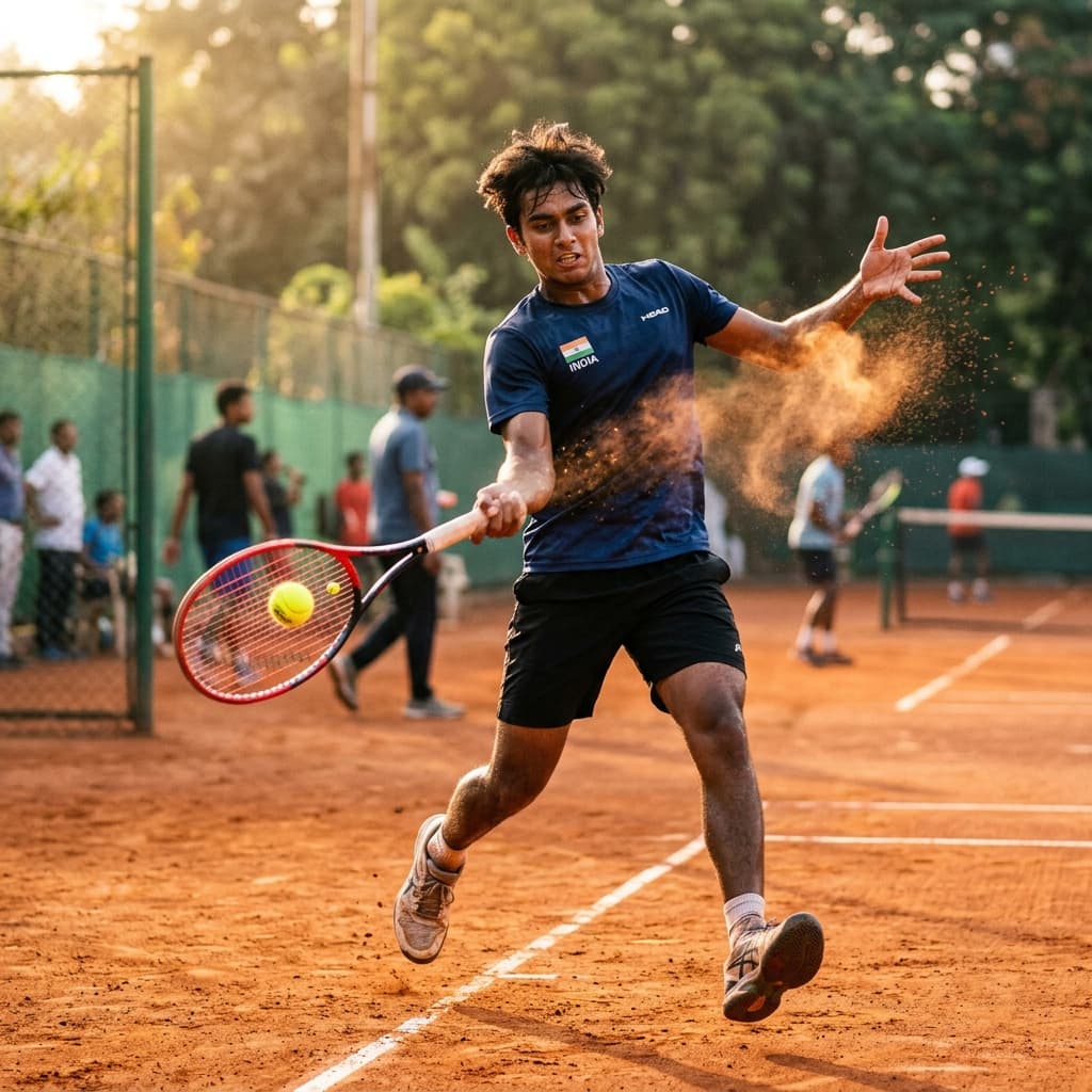 Tennis training under the sun